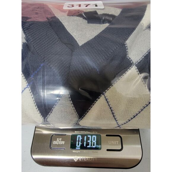 Tommy Hilfiger Argyle V-neck Navy Blue Sweater - XL - Picture 5 of 5